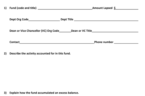 Excess Funds process Form