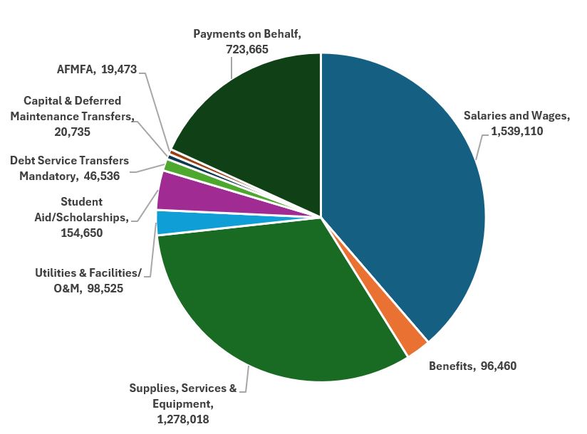 Pie chart of expenses