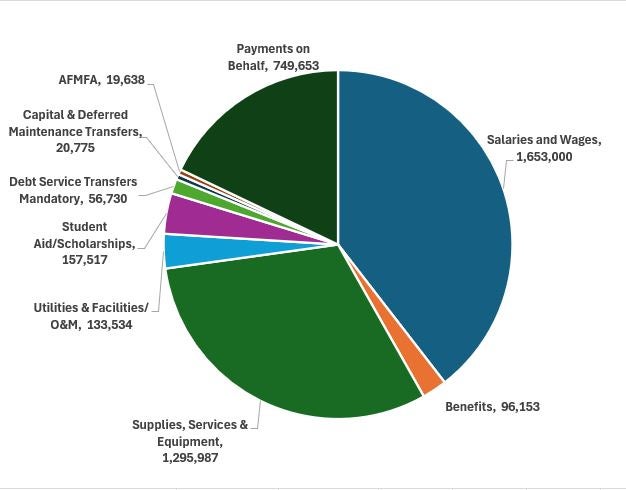 Pie chart of expenses